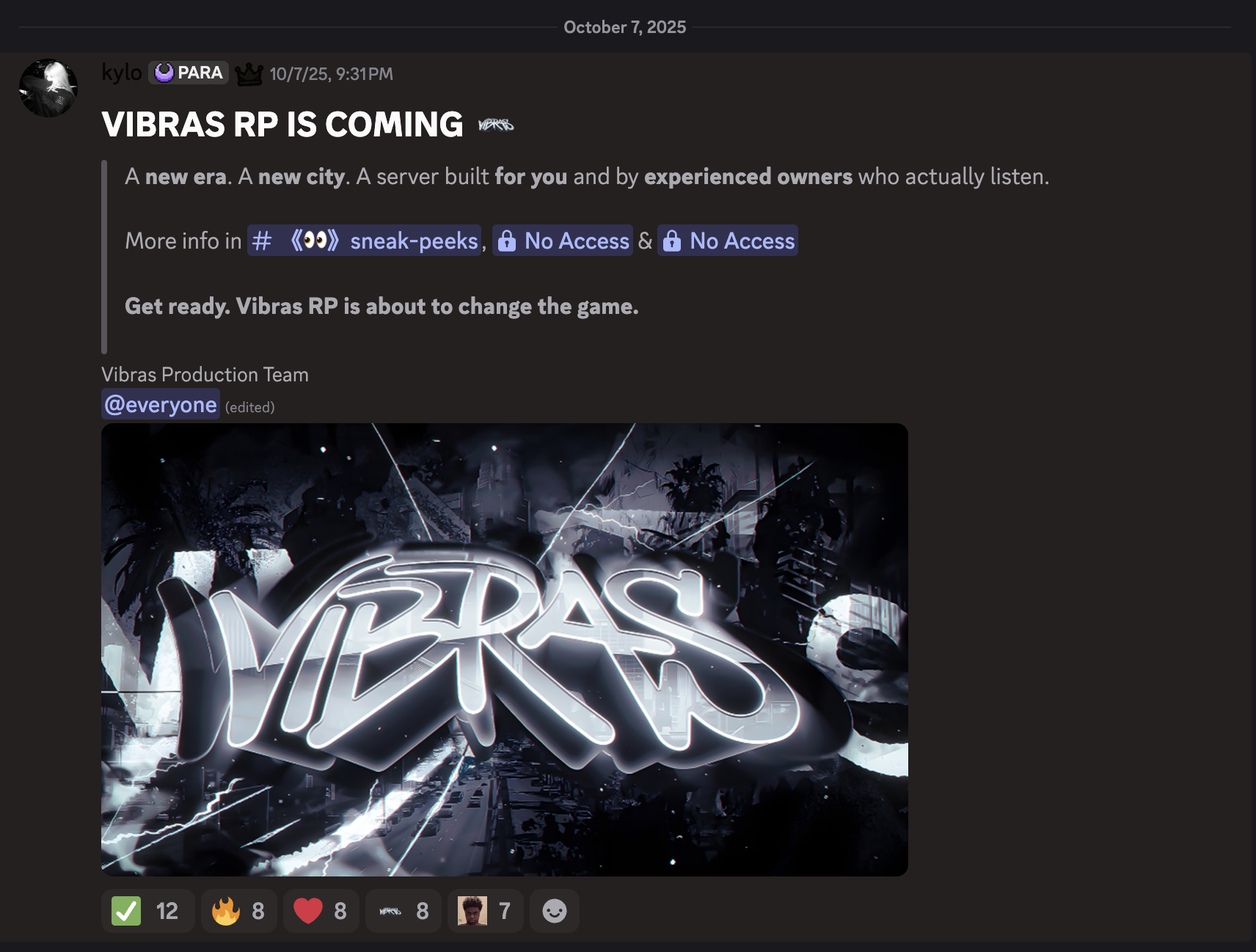Owner using the logo on a Discord server announcement
